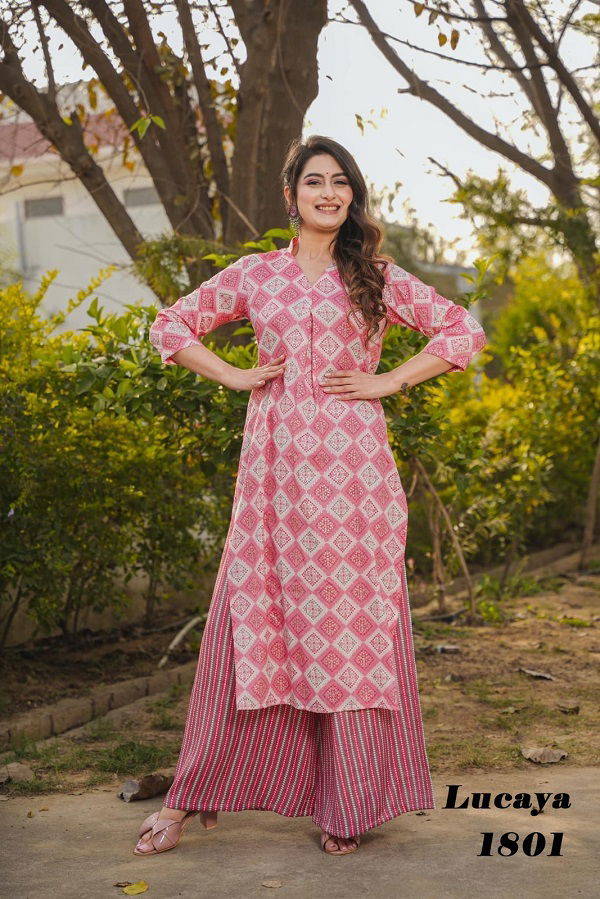 Lucaya Vol 18 Printed Casual Wear Kurti With Bottom Wholesale Market In Surat
